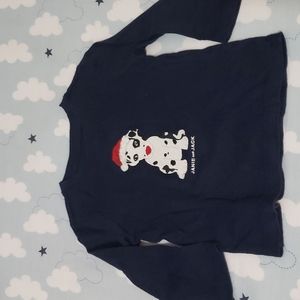 Janie and Jack 12-18 month Dalmatian with Santa hat long sleeve tee
